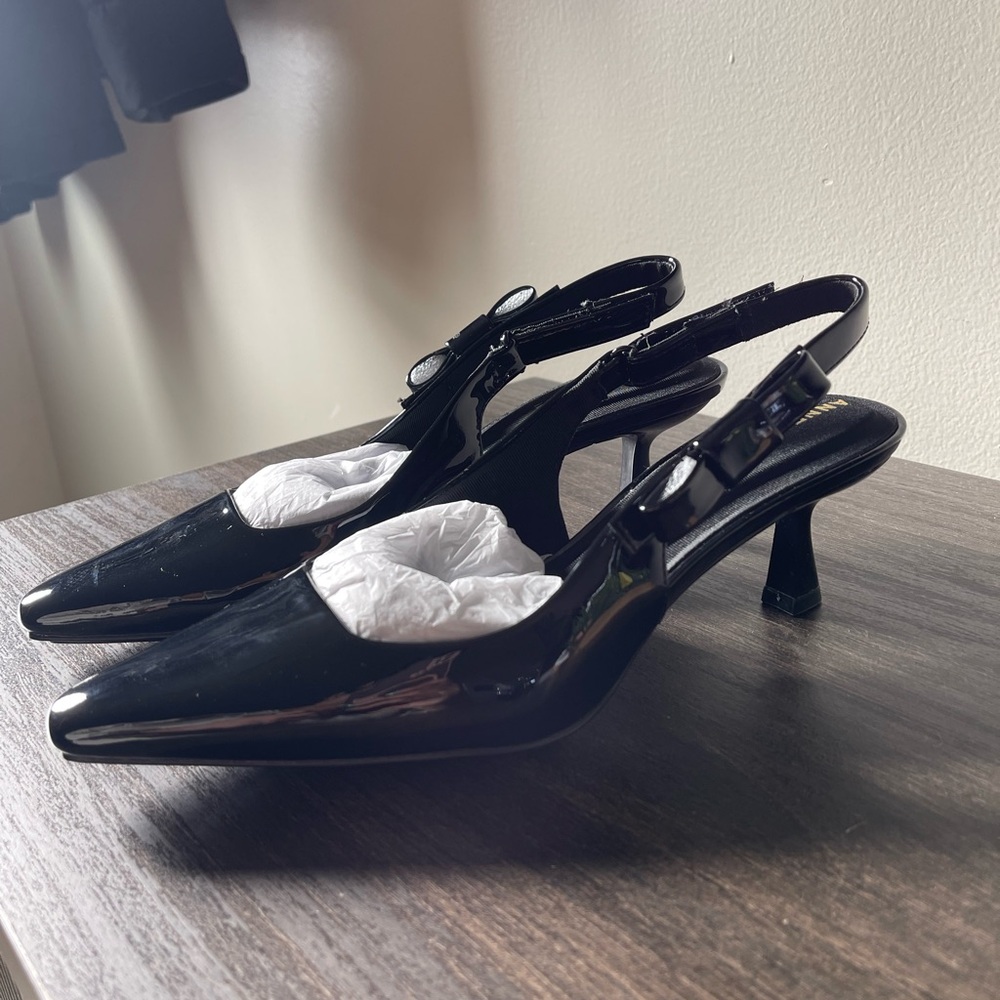 Anne Klein Black Patent Slingback Heels - Picture 2 of 3